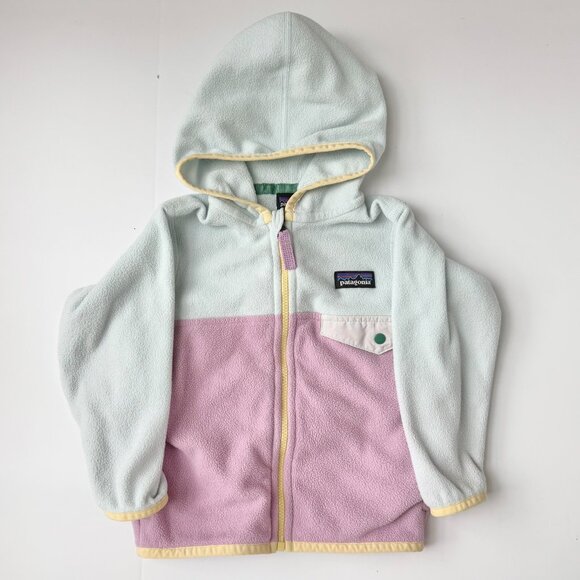 Patagonia Baby Micro D Snap-T Fleece Hoodie Purple Blue 12-18M - Picture 2 of 5